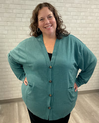Thermal Knit Cardigan | Jewel Green