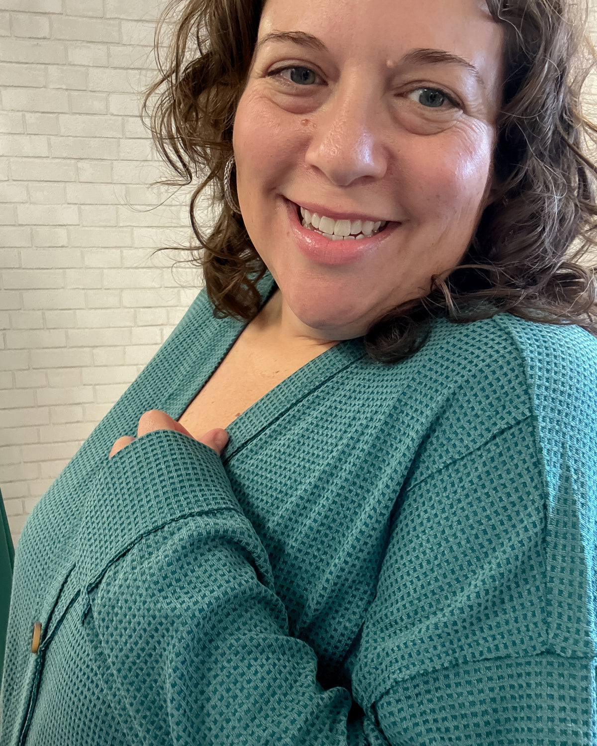 Thermal Knit Cardigan | Jewel Green