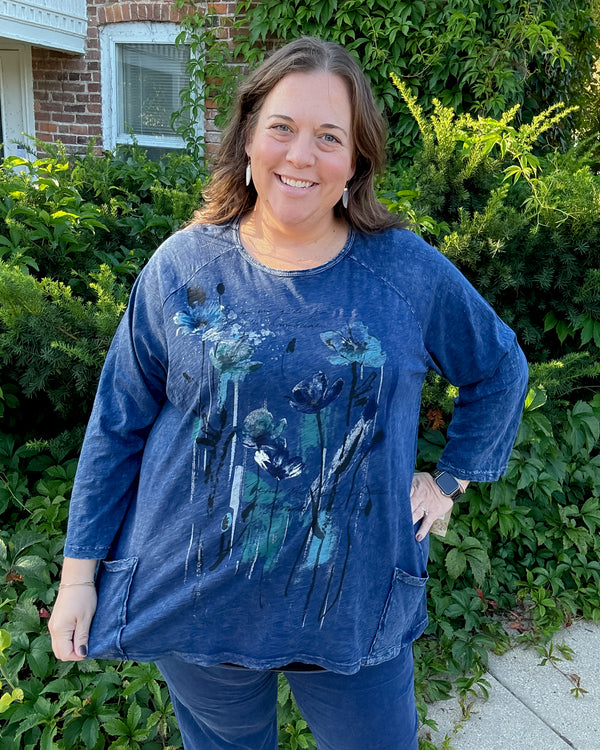 Sierra Cotton Slub Patch Pocket Top | Denim