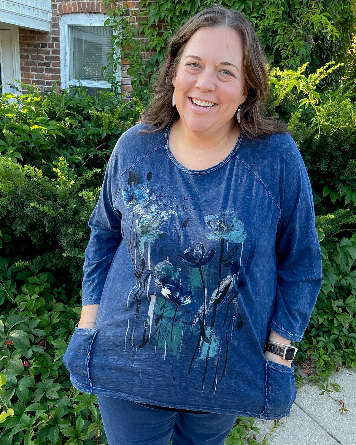 Sierra Cotton Slub Patch Pocket Top | Denim