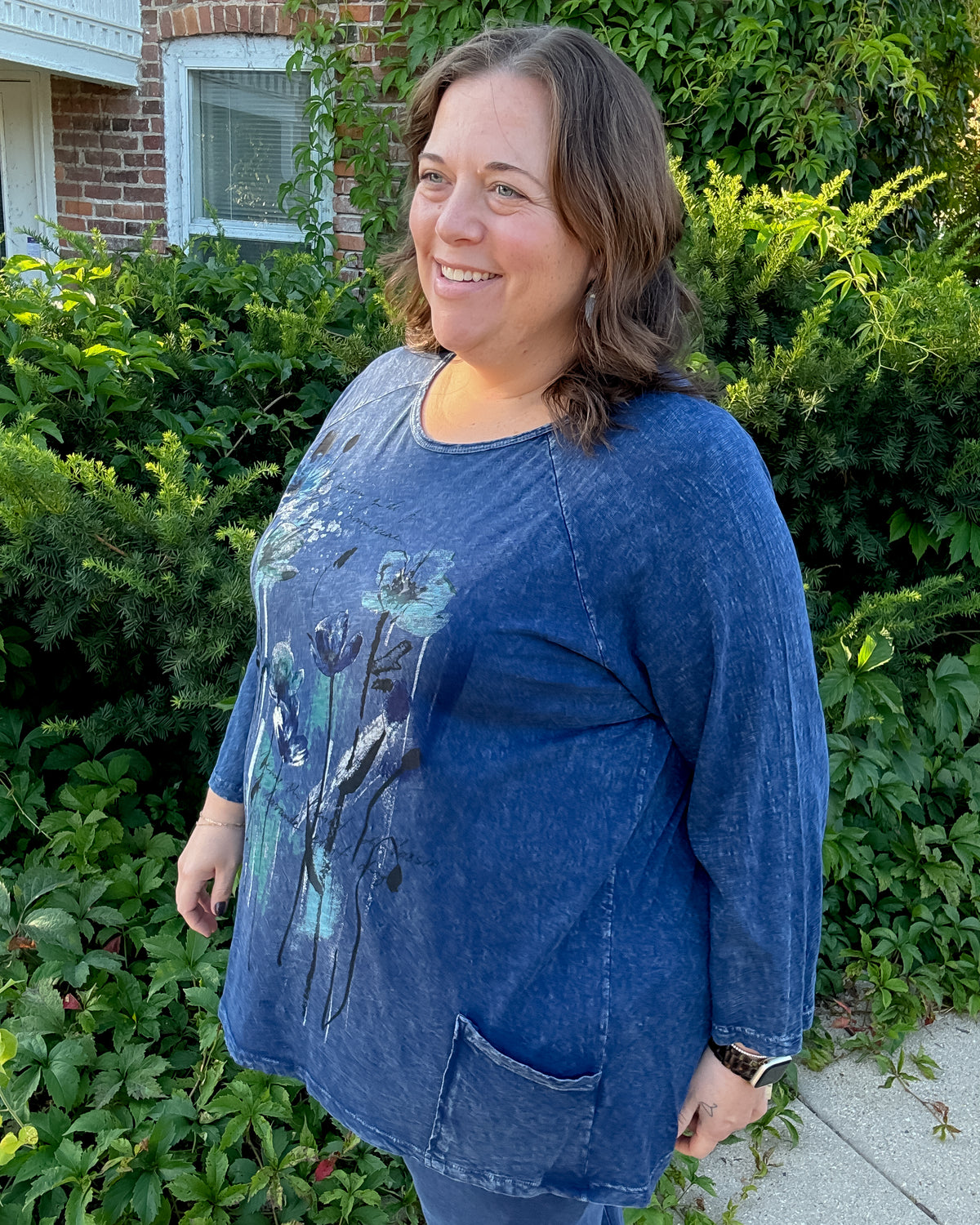 Sierra Cotton Slub Patch Pocket Top | Denim