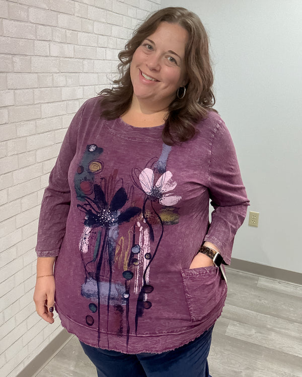 Lillian Cotton Slub Tunic Top | Plum