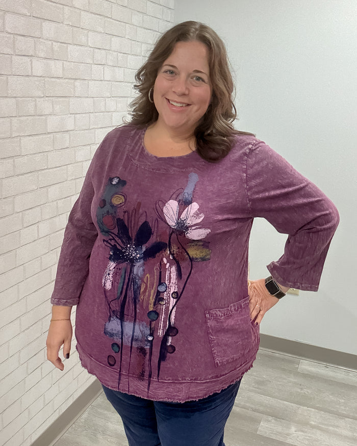 Lillian Cotton Slub Tunic Top | Plum