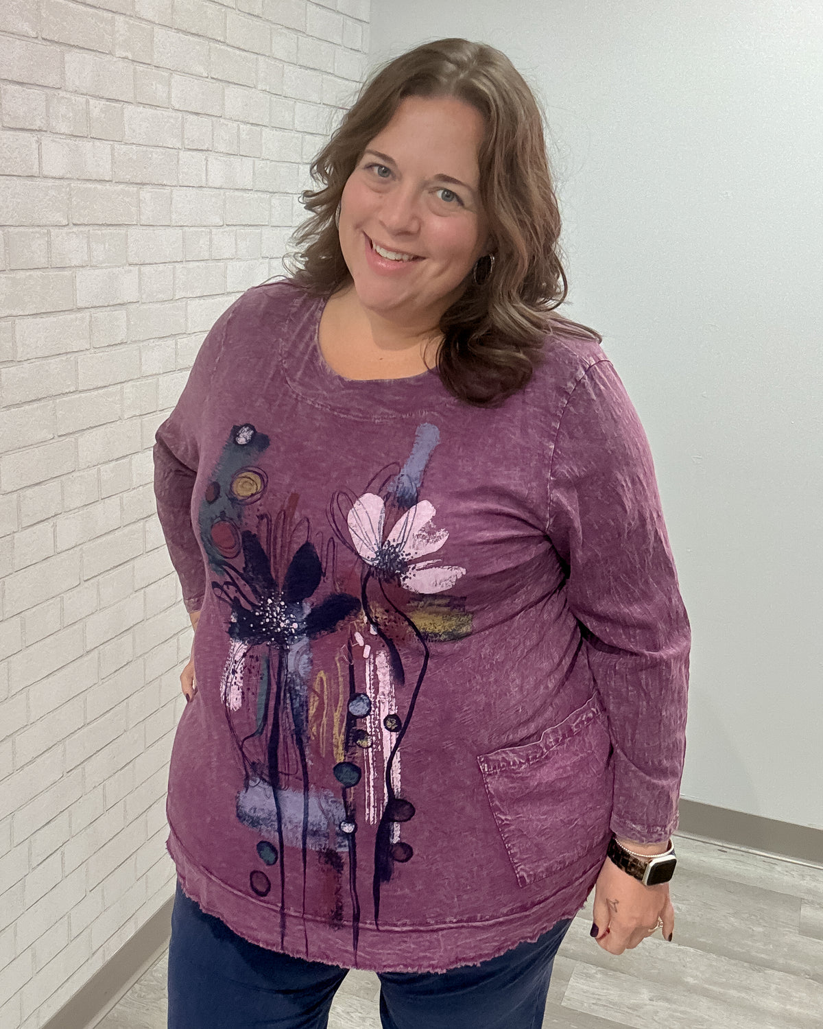Lillian Cotton Slub Tunic Top | Plum