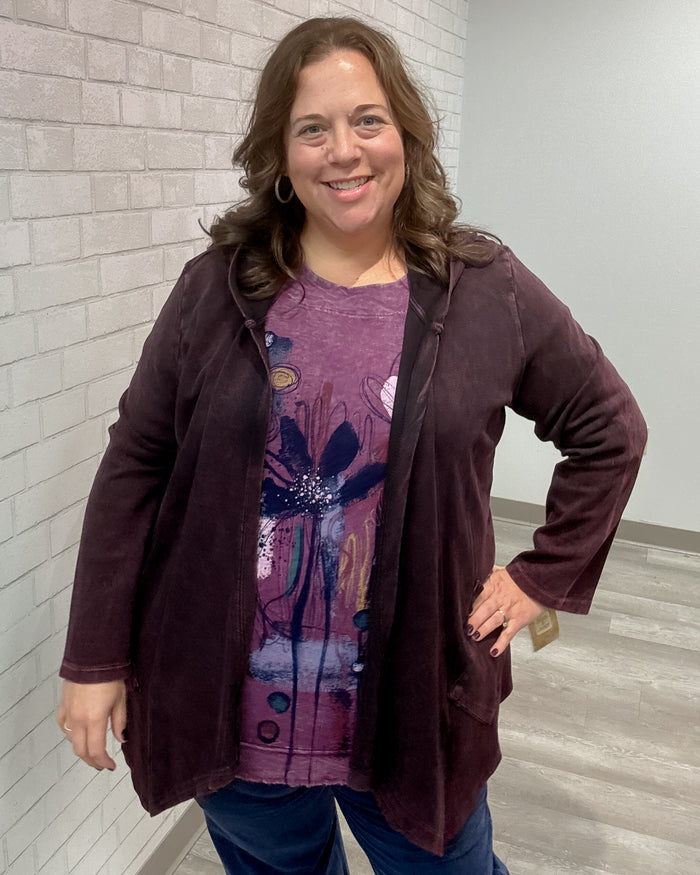 Cascading Thermal Hooded Cardigan | Wine