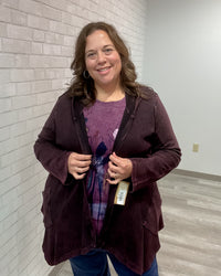 Cascading Thermal Hooded Cardigan | Wine
