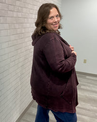 Cascading Thermal Hooded Cardigan | Wine