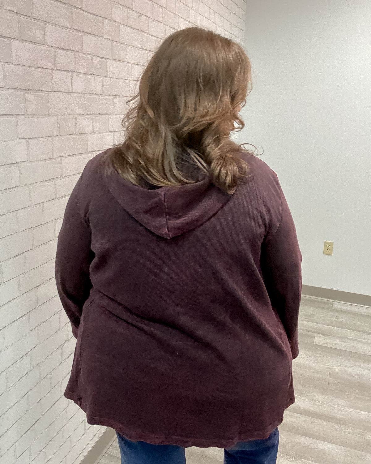 Cascading Thermal Hooded Cardigan | Wine