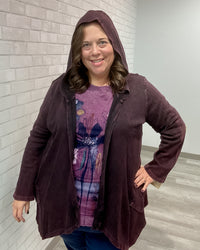 Cascading Thermal Hooded Cardigan | Wine