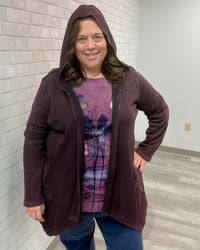 Cascading Thermal Hooded Cardigan | Wine