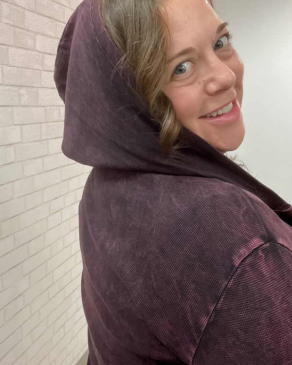 Cascading Thermal Hooded Cardigan | Wine