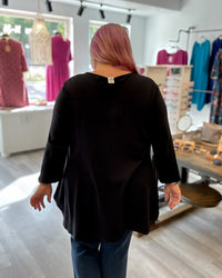 V-Neck A-Line Cotton Tunic | Black