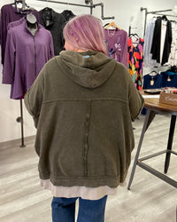 Mineral Wash Hooded Cocoon Cardigan | Olive