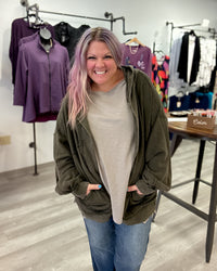 Mineral Wash Hooded Cocoon Cardigan | Olive
