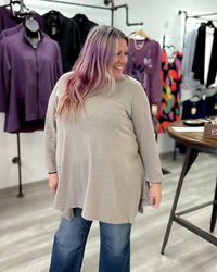 V-Neck A-Line Cotton Tunic | Clay
