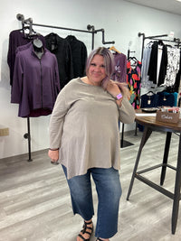 V-Neck A-Line Cotton Tunic | Clay