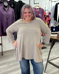 V-Neck A-Line Cotton Tunic | Clay
