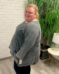 Mineral Washed Slub Patch Pocket Tunic | Charcoal