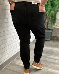 Jet Black Button Fly Skinny