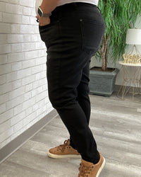 Jet Black Button Fly Skinny