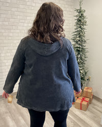 Cascading Thermal Hooded Cardigan | Black