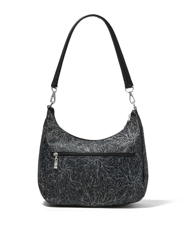 Modern Pocket Half Moon Bag in Midnight Blossom Print