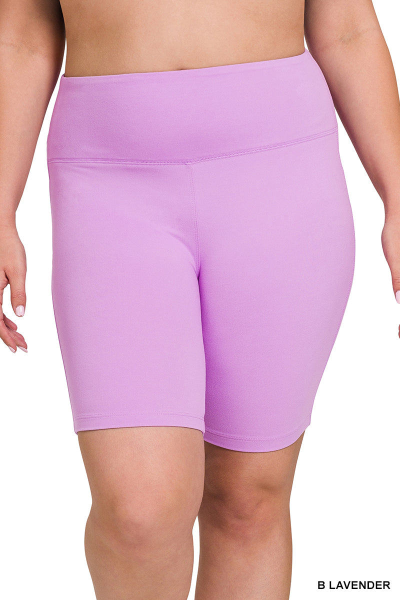 Lavender Brushed Wide Waistband Biker Short