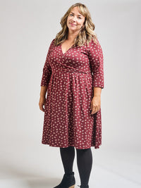 Callie Long Sleeve Wrap Dress | Burgundy Bouquet