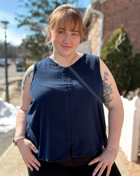 Henri Cotton Gauze Tank | Sapphire