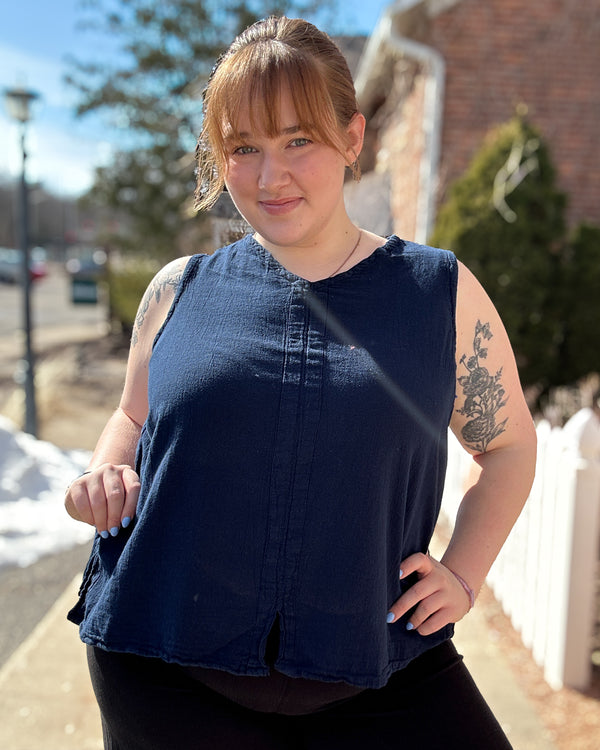 Henri Cotton Gauze Tank | Sapphire