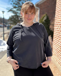 Hoodie Cotton Gauze Top | Coal