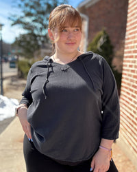 Hoodie Cotton Gauze Top | Coal