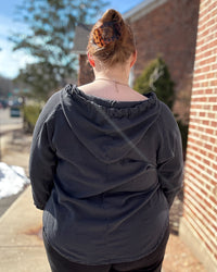 Hoodie Cotton Gauze Top | Coal