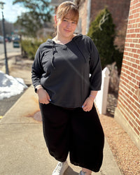 Hoodie Cotton Gauze Top | Coal