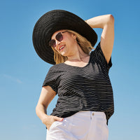 Ocean Stripe Vintage Scoop Neck T | Black