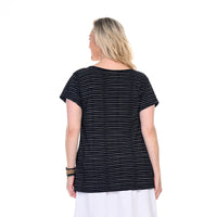 Ocean Stripe Vintage Scoop Neck T | Black