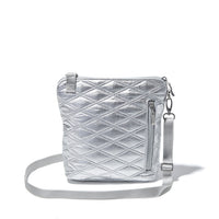 Modern Pocket Crossbody in Silver Metallic Quilt