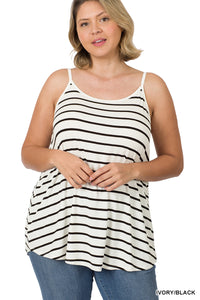 Reversible Stripe Spaghetti Cami | Ivory & Black