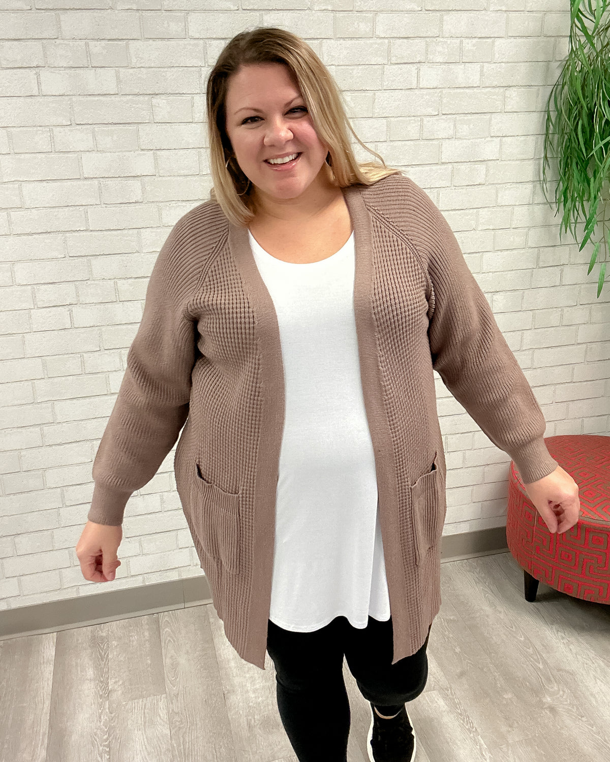 Rib Knit Open Cardigan with Pockets | Coco