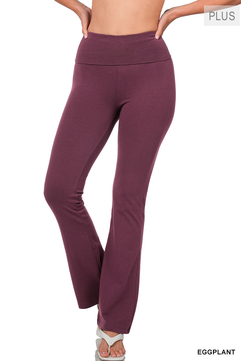 Cotton Fold Over Yoga Flare Pants