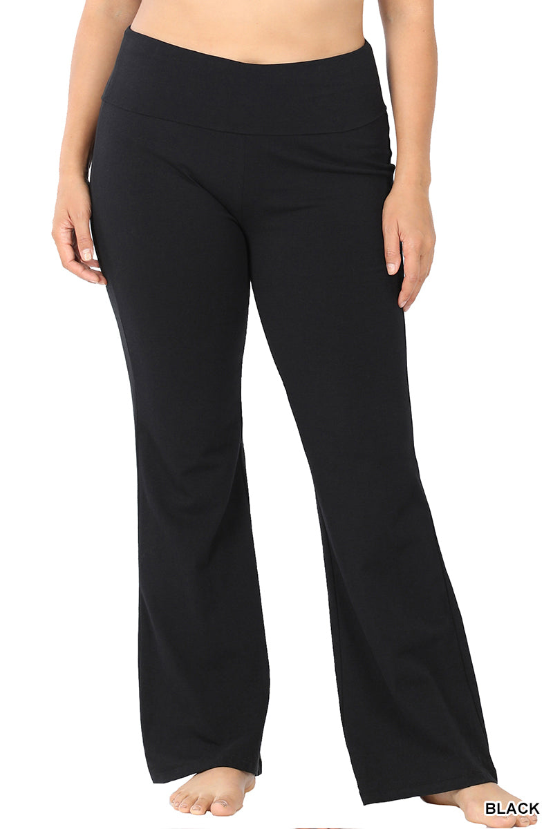 Black pants worn by a person on a white background