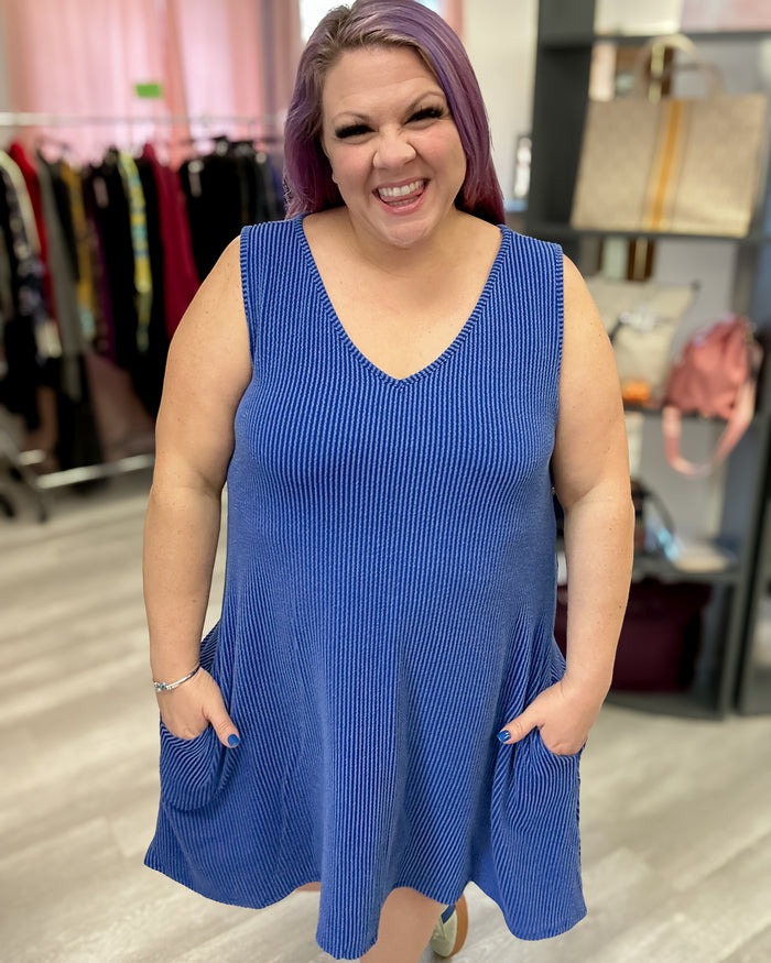 Urban Rib Sleeveless Dress | Royal