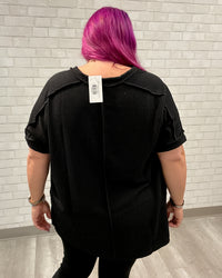Urban Ribbed Hi-Low V-Neck Top | Black