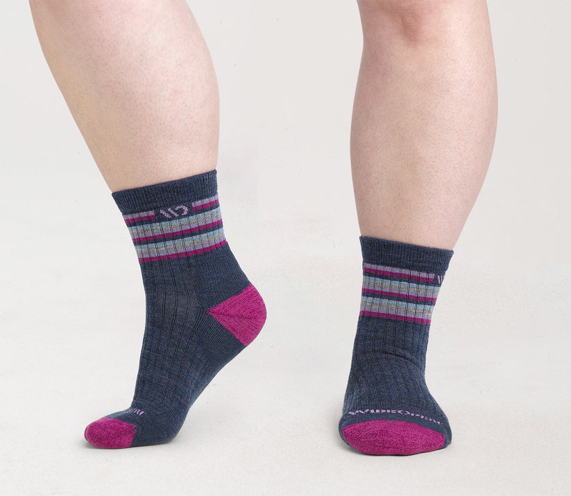 Women's Multi Stripe Cushioned Micro Crew Socks