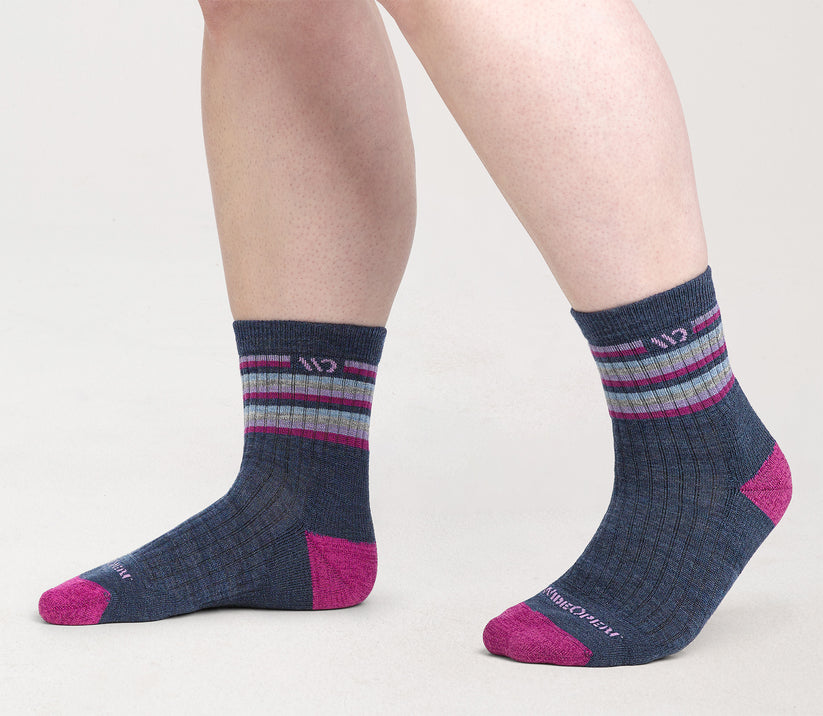 Women's Multi Stripe Cushioned Micro Crew Socks