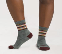 Women's Multi Stripe Cushioned Micro Crew Socks