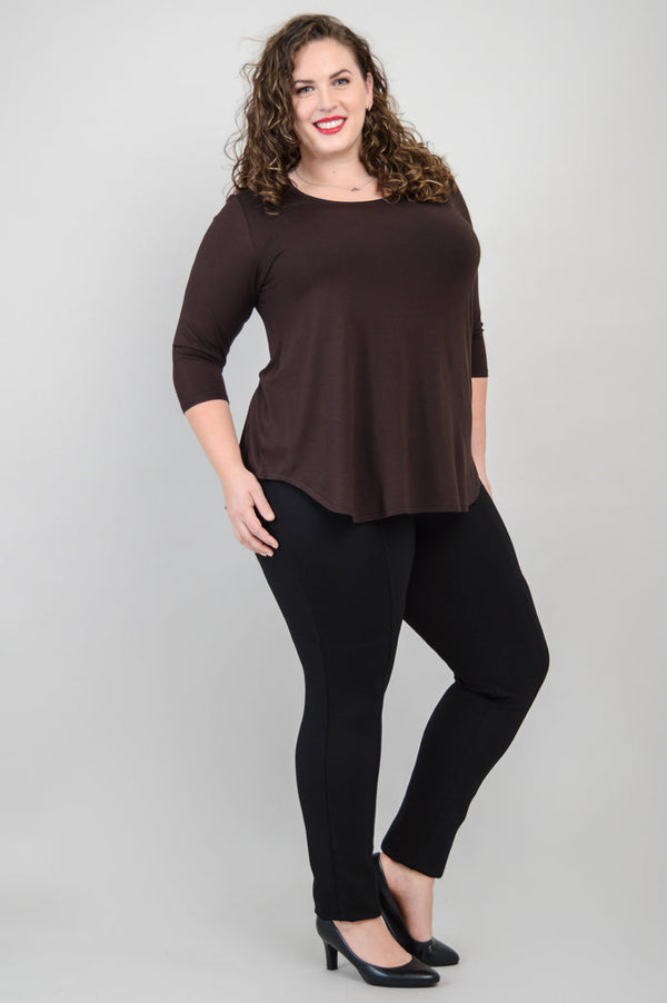 Jazz 3/4 Sleeve Bamboo Top | Coffee