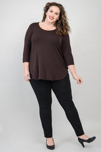 Jazz 3/4 Sleeve Bamboo Top | Coffee