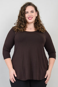 Jazz 3/4 Sleeve Bamboo Top | Coffee