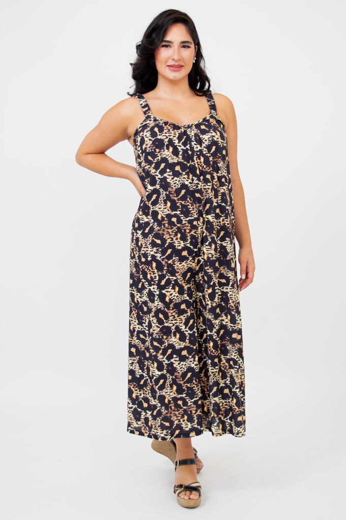 Joanna Linen Bamboo Jumpsuit | Leopard